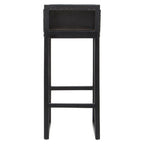 Black Leather and Teak Wood Bar Chair