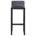 Black Leather and Teak Wood Bar Chair
