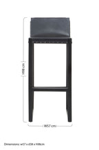 Black Leather and Teak Wood Bar Chair