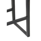 Black Leather and Teak Wood Bar Chair