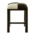 Black and White Leather and Teak Wood Stool