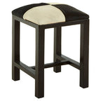 Black and White Leather and Teak Wood Stool