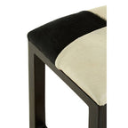 Black and White Leather and Teak Wood Stool