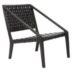 Black Woven Leather and Teak Wood Chair