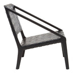 Black Woven Leather and Teak Wood Chair