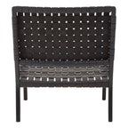 Black Woven Leather and Teak Wood Chair