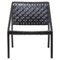 Black Woven Leather and Teak Wood Chair
