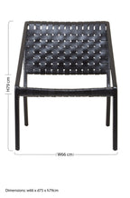 Black Woven Leather and Teak Wood Chair