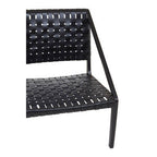 Black Woven Leather and Teak Wood Chair