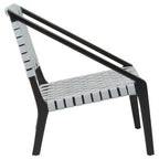 Grey Woven Leather and Black Teak Wood Chair