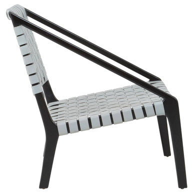 Grey Woven Leather and Black Teak Wood Chair
