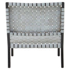 Grey Woven Leather and Black Teak Wood Chair