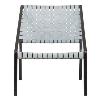 Grey Woven Leather and Black Teak Wood Chair