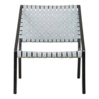 Grey Woven Leather and Black Teak Wood Chair