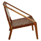Tan Woven Leather and Teak Wood Chair