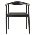 Black Leather and Teak Wood Chair