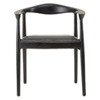 Black Leather and Teak Wood Chair