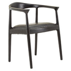 Black Leather and Teak Wood Chair