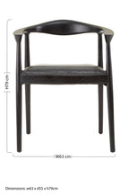 Black Leather and Teak Wood Chair