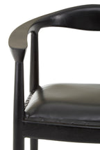Black Leather and Teak Wood Chair