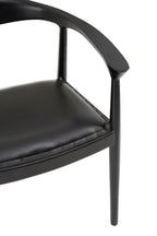 Black Leather and Teak Wood Chair