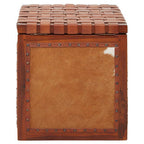 Tan Hair on Leather Storage Stool