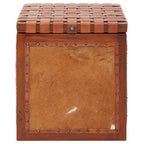 Tan Hair on Leather Storage Stool