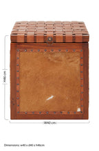 Tan Hair on Leather Storage Stool