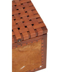 Tan Hair on Leather Storage Stool