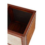 Tan Hair on Leather Storage Stool