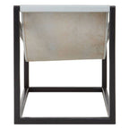 Grey Leather and Black Teak Wood Sling Chair
