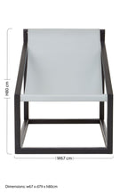 Grey Leather and Black Teak Wood Sling Chair