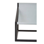 Grey Leather and Black Teak Wood Sling Chair