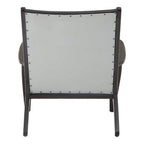 Grey Leather and Black Teak Wood Chair with Stud Detail