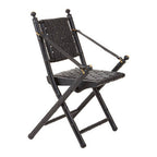 Black Strapped Leather Chair with Wood Frame