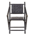 Black Strapped Leather Chair with Wood Frame