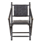 Black Strapped Leather Chair with Wood Frame
