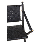Black Strapped Leather Chair with Wood Frame
