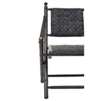 Black Strapped Leather Chair with Wood Frame