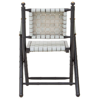 White Leather Chair with Wood Frame