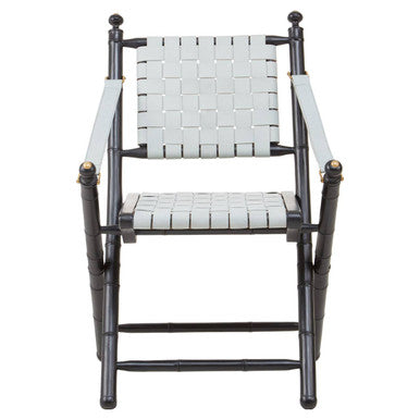 White Leather Chair with Wood Frame