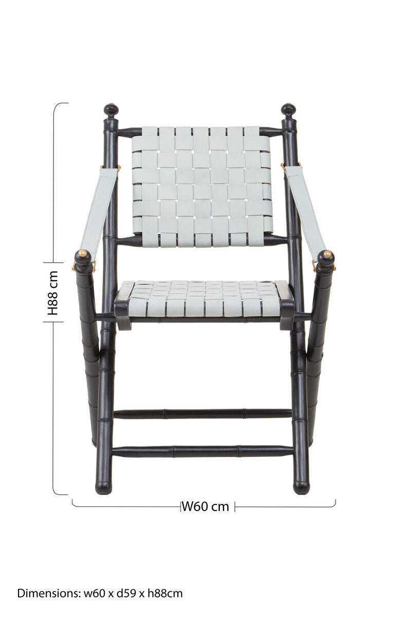 White Leather Chair with Wood Frame