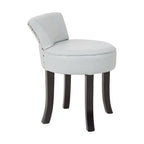 Grey Leather Rounded Chair with Stud Detail