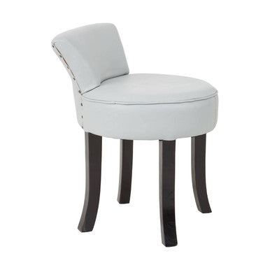Grey Leather Rounded Chair with Stud Detail