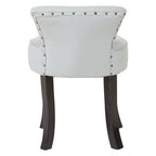 Grey Leather Rounded Chair with Stud Detail
