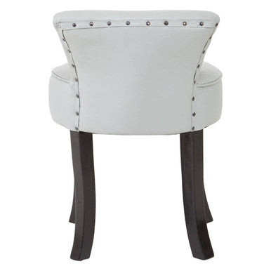 Grey Leather Rounded Chair with Stud Detail