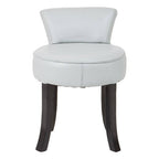 Grey Leather Rounded Chair with Stud Detail
