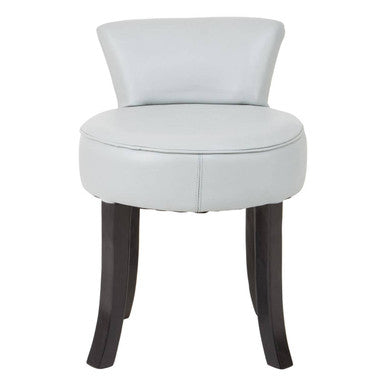 Grey Leather Rounded Chair with Stud Detail