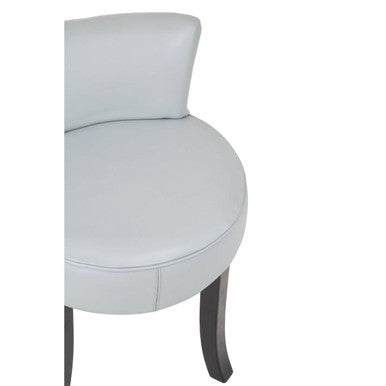 Grey Leather Rounded Chair with Stud Detail
