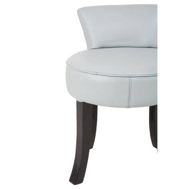 Grey Leather Rounded Chair with Stud Detail